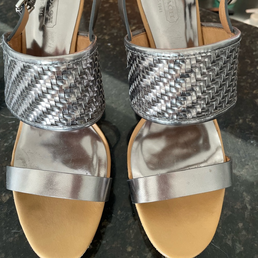 Coach silver sling backs